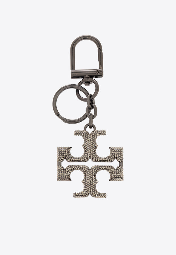 Tory Burch Logo Crystal Studded Key-ring Silver 153073 0-021