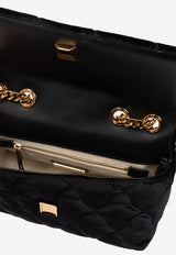 Tory Burch Small Kira Quilted Velvet Shoulder Bag Black 152912 0-001