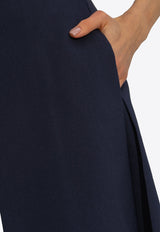 Tory Burch Pleated Twill Midi Skirt Navy 157484 0-418