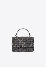 Tory Burch Mini Kira Lurex Tweed Crossbody Bag Black 155542 0-003