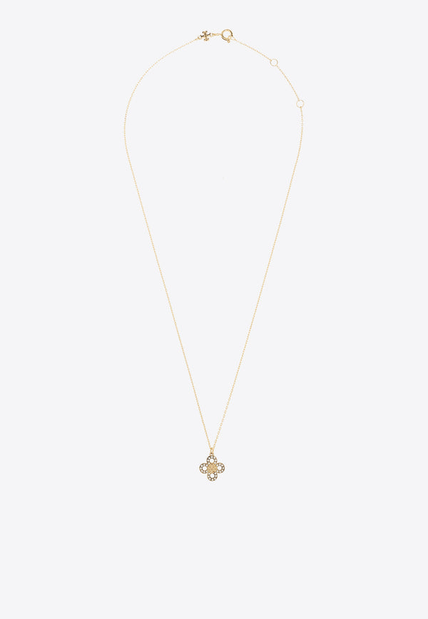 Tory Burch Kira Clover Paved Pendant Necklace and Earrings Set Gold 155509 0-783