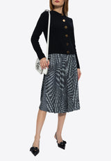 Tory Burch Printed Silk Pleated Midi Skirt Black 156830 0-006