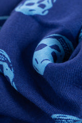 Alexander McQueen Skull Print Wool Scarf Blue 557717 3222Q-4246