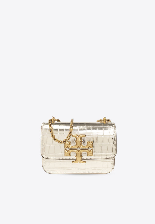 Tory Burch Small Eleanor Metallic Shoulder Bag in Croc-Embossed Leather Gold 156903 0-723