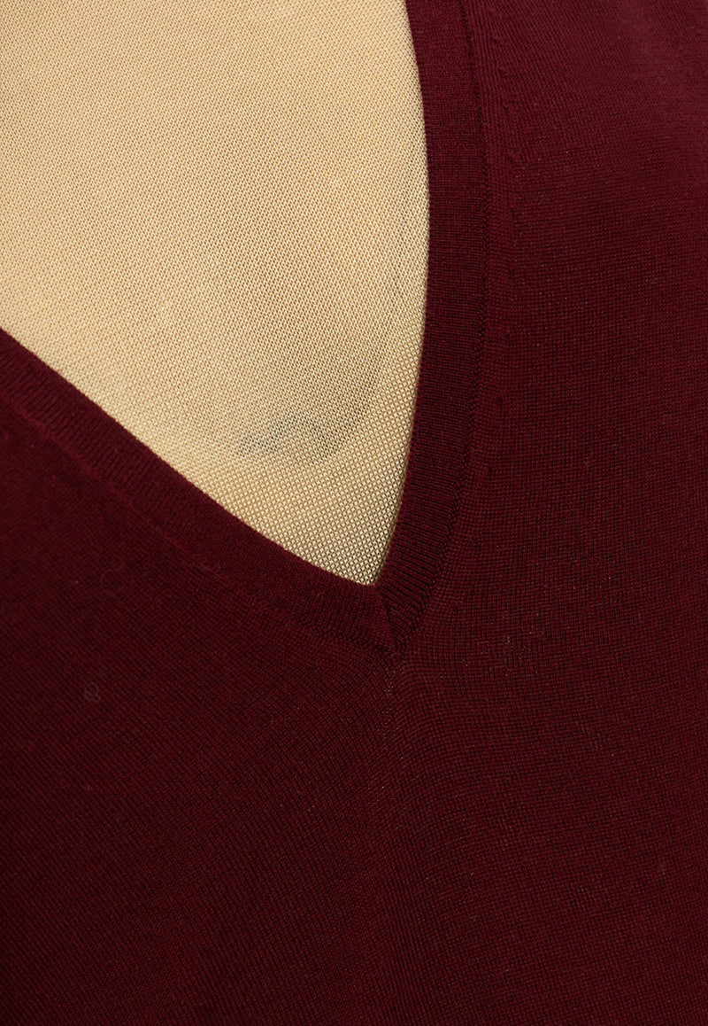 Tory Burch Mock-Neck Double Layer Sweater Burgundy 157418 0-972