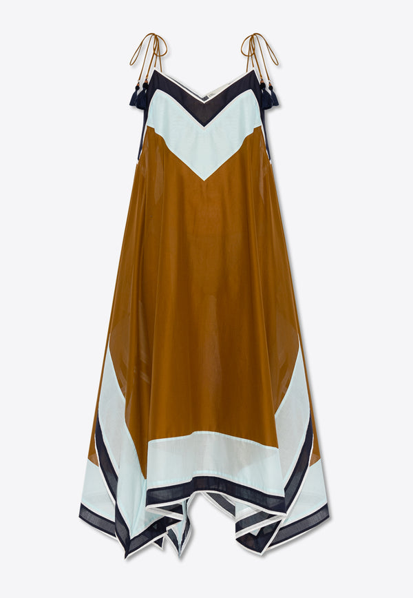 Tory Burch Colorblocked Handkerchief Midi Dress Multicolor 156247 0-969