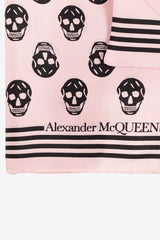 Alexander McQueen Biker Skull Silk Square Scarf Pink 590929 3001Q-5914