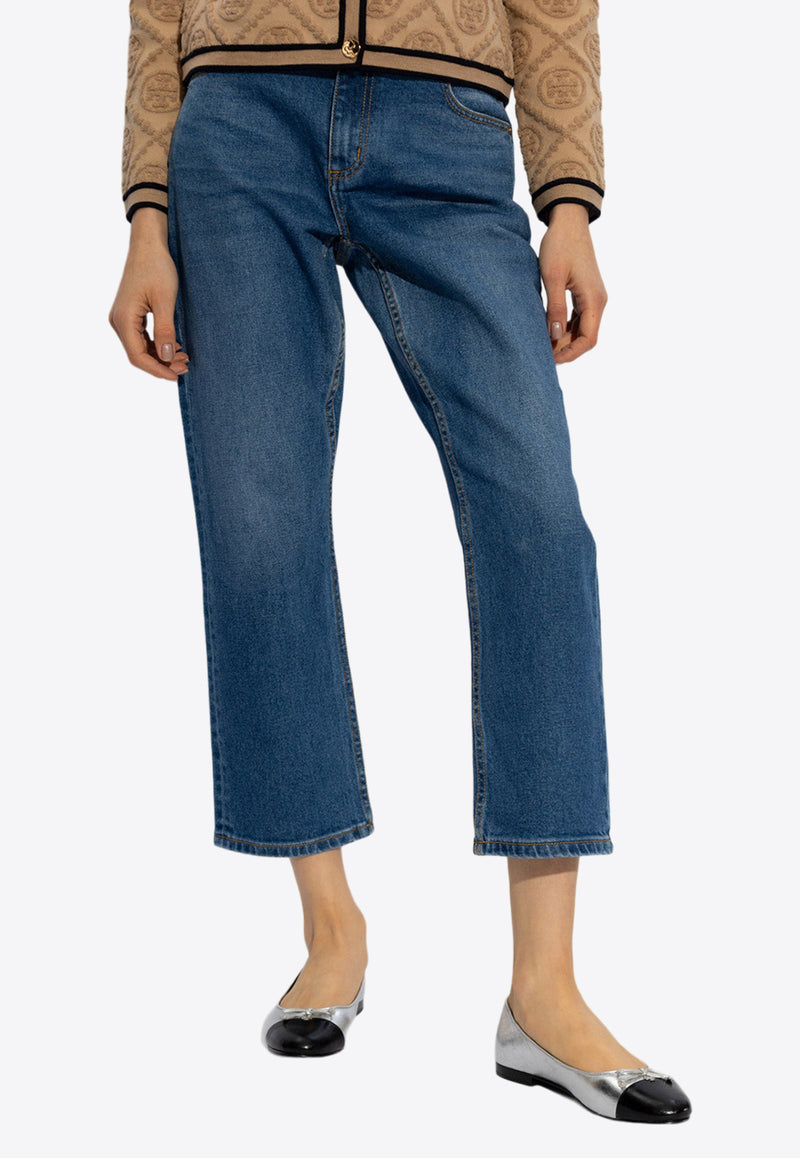 Tory Burch Flared Cropped Jeans Blue 157571 0-419