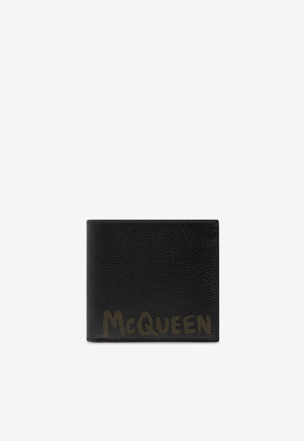 Alexander McQueen Graffiti Logo Leather Bi-Fold Wallet Black 602137 1AAQ5-1088