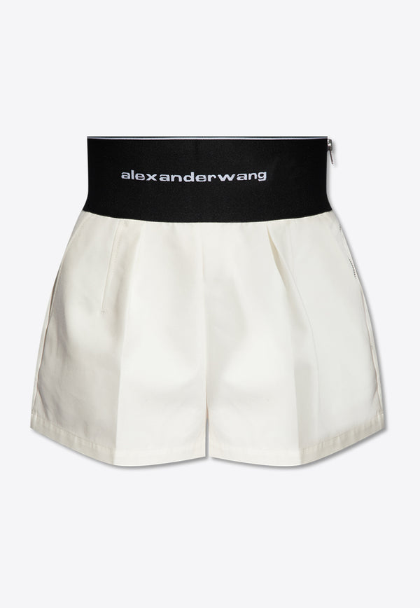 Alexander Wang Logo Waistband Safari Mini Shorts White 1WC1224450 0-110