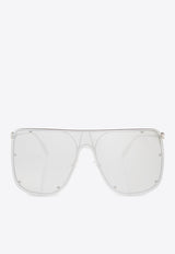 Alexander McQueen Skull Shield Sunglasses Silver 649846 I3310-1273