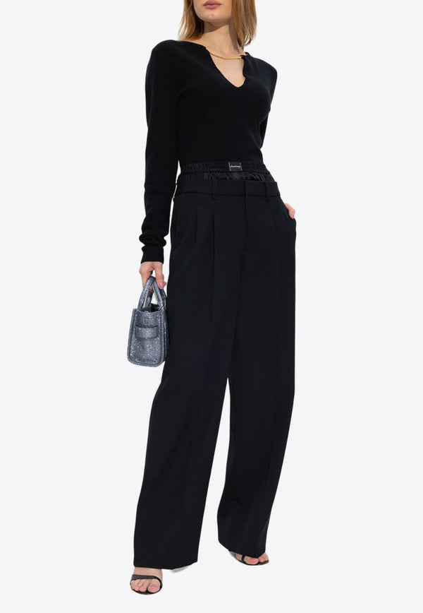 Alexander Wang Layered Design Tailored Wool Pants Black 1WC1244674 0-001