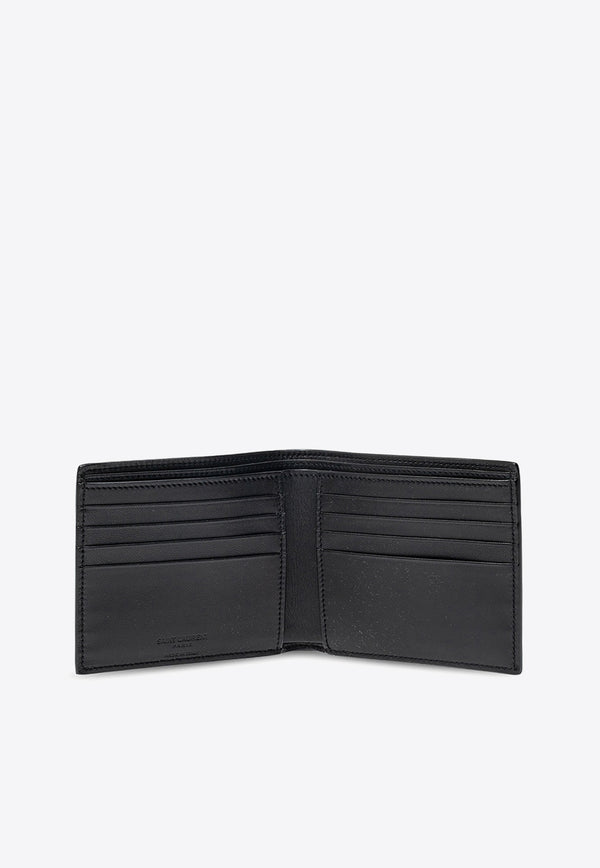 Saint Laurent Croc-Embossed Leather Bi-Fold Wallet Black 396307 DZEDE-1000