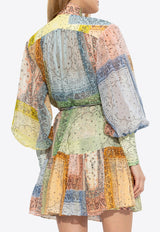 Zimmermann Matchmaker Bandana Patch-Print Mini Dress Multicolor 4089DMAT 0-BNPT