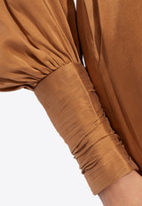 Zimmermann Silk Wrap Top Brown 4913TRMAT 0-SAN