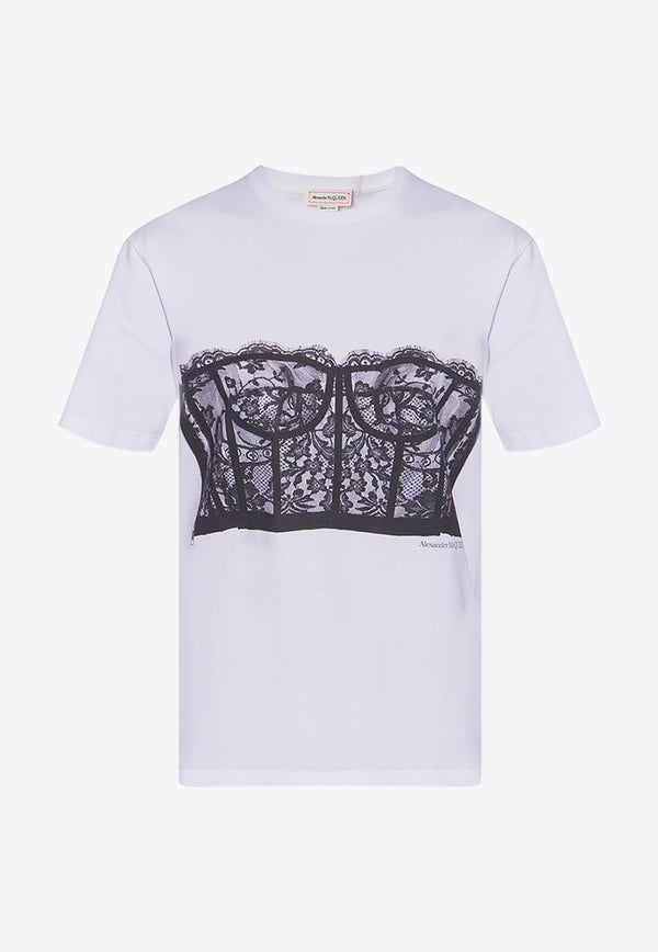 Alexander McQueen Corset Print Short-Sleeved T-shirt White 689062 QZAFC-0909