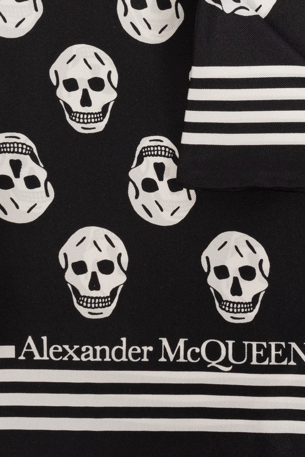 Alexander McQueen Biker Skull Silk Square Scarf Black 590929 3001Q-1078