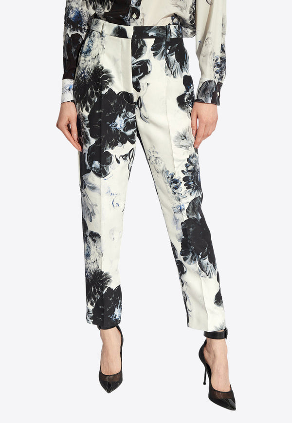 Alexander McQueen Chiaroscuro Print Straight-Leg Pants White 585809 QZALD-4243