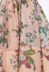 Zimmermann Matchmaker Floral Print Midi Dress Pink 5916DMAT 0-PKBCP