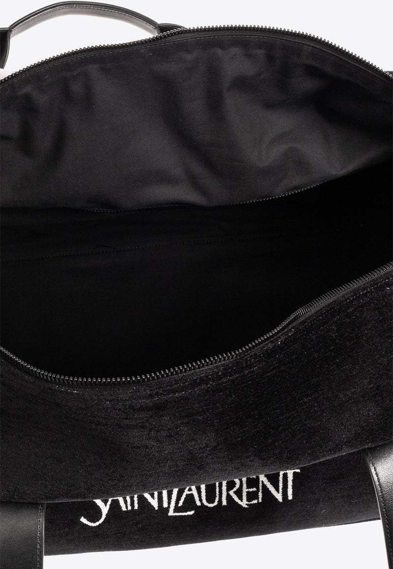 Saint Laurent Large Signature Logo Duffle Bag Black 594400 FACGA-1070