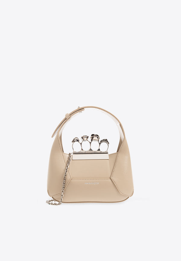 Alexander McQueen The Mini Jeweled Leather Hobo Bag Beige 731136 DYTAB-2630
