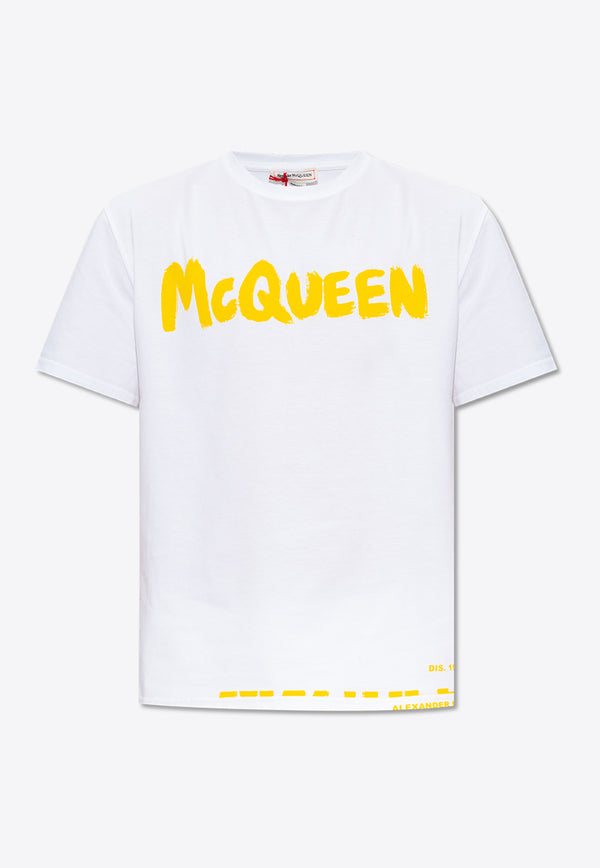 Alexander McQueen Graffiti Logo Print T-shirt White 622104 QTAAC-0959