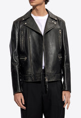 Alexander McQueen Zip-Up Leather Biker Jacket Black 626381 Q5AMK-1080