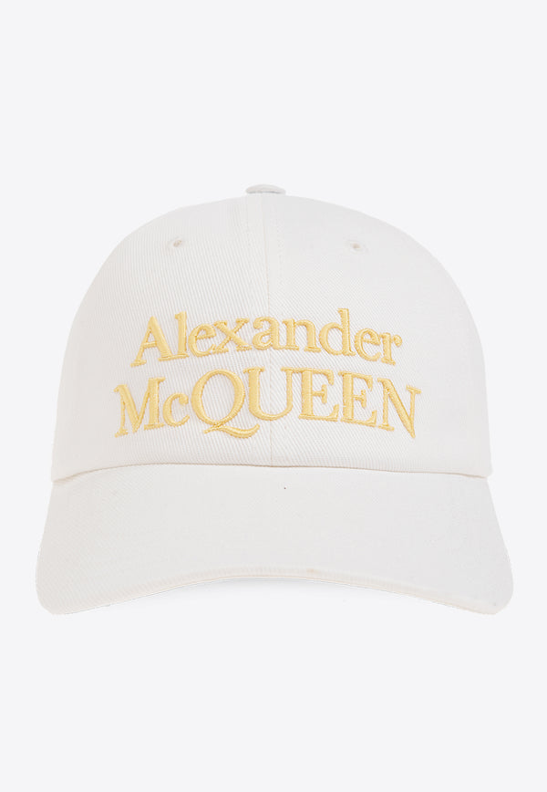Alexander McQueen Logo Embroidered Baseball Cap White 688658 4105Q-9075