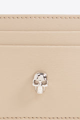 Alexander McQueen Skull Appliqué Leather Cardholder Beige 632038 1AAPE-2630