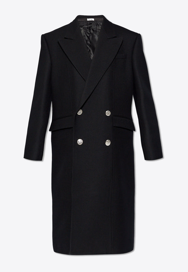 Alexander McQueen Double-Breasted Wool Coat Black 765796 QVAAI-1000