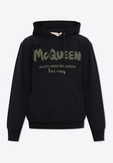 Alexander McQueen Graffiti Logo Print Hooded Sweatshirt Black 688715 QTAAB-0519