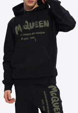 Alexander McQueen Graffiti Logo Print Hooded Sweatshirt Black 688715 QTAAB-0519