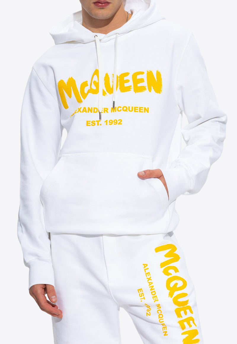 Alexander McQueen Graffiti Logo Print Hooded Sweatshirt White 688715 QTAAB-0959