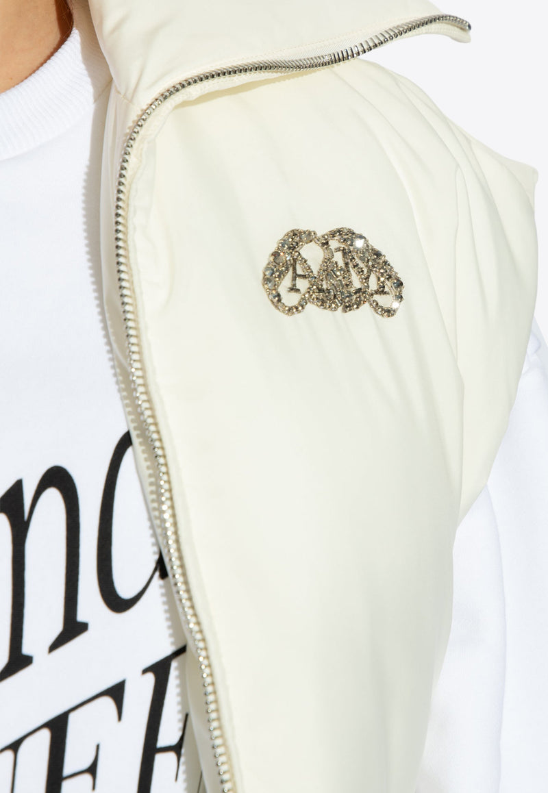 Alexander McQueen Beaded Logo Puffer Vest White 775256 QEAE4-9015