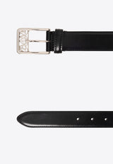 Alexander McQueen The Seal Buckle Leather Belt Black 775405 1BRCF-1000