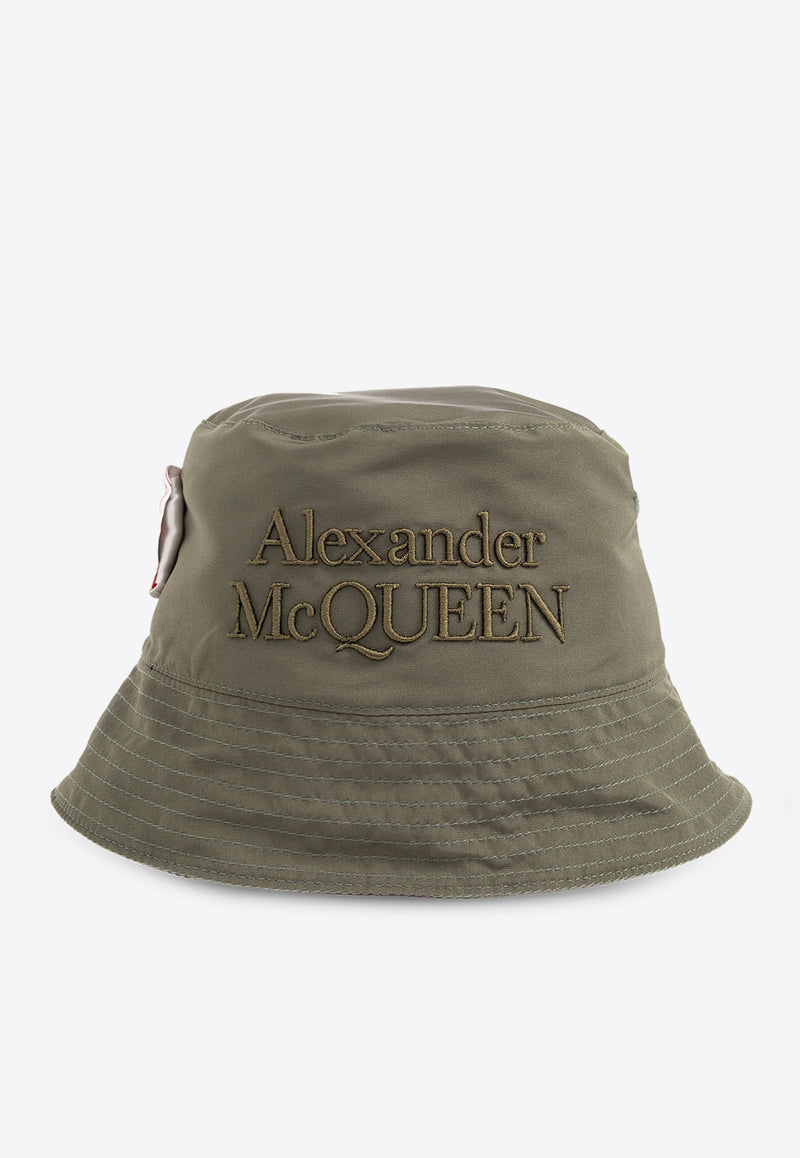 Alexander McQueen Logo Embroidered Reversible Bucket Hat Green 775795 4404Q-2960
