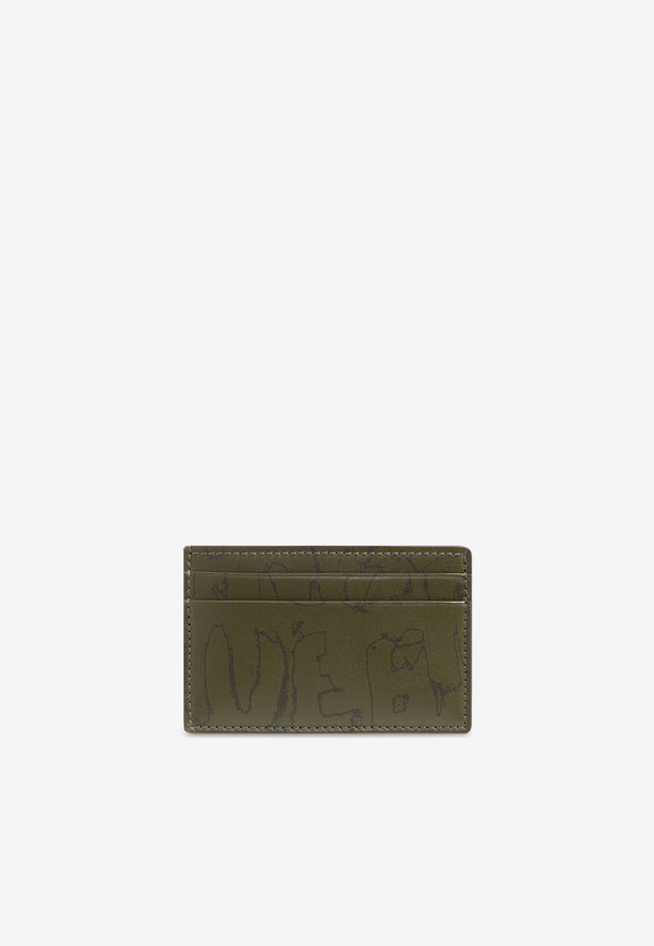 Alexander McQueen Graphic Print Leather Cardholder Green 736230 1AAQ4-2650