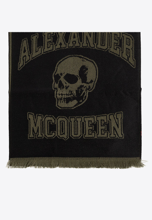 Alexander McQueen Skull Logo Wool Scarf Black 758500 4200Q-1066