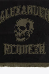 Alexander McQueen Skull Logo Wool Scarf Black 758500 4200Q-1066