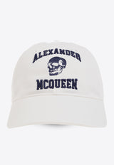 Alexander McQueen Logo Embroidered Baseball Cap White 759450 4105Q-9038