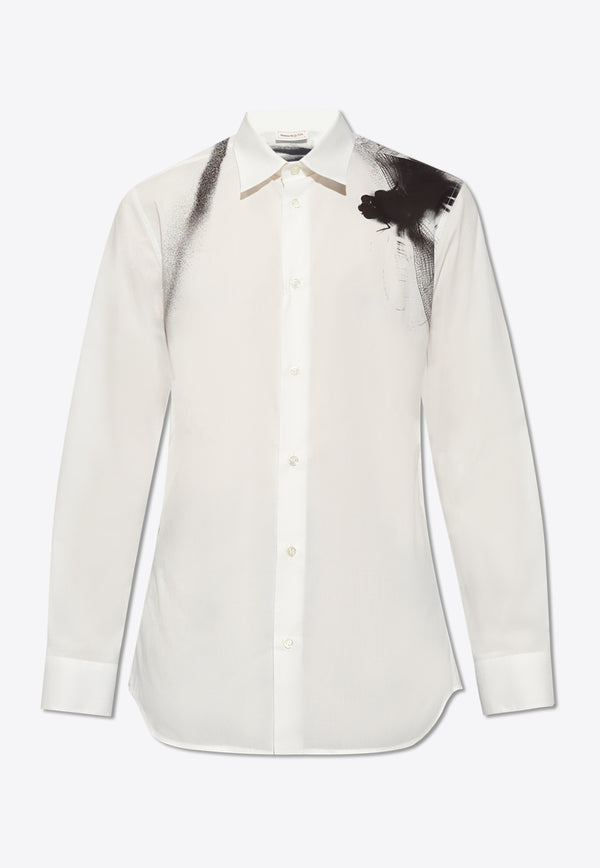 Alexander McQueen Orchid Print Long-Sleeved Shirt White 778192 QOAAH-9080