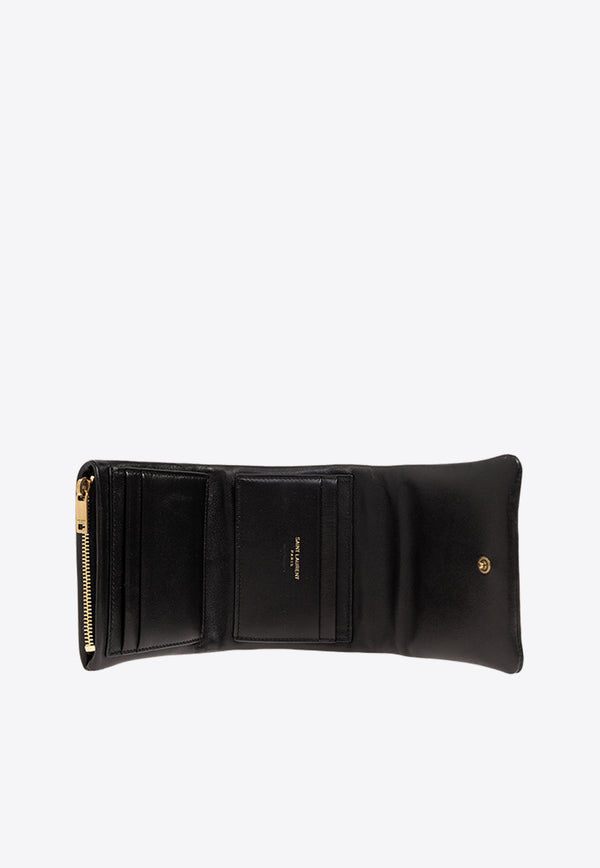 Saint Laurent Calypso Tri-Fold Leather Wallet Black 764000 AACX7-1000