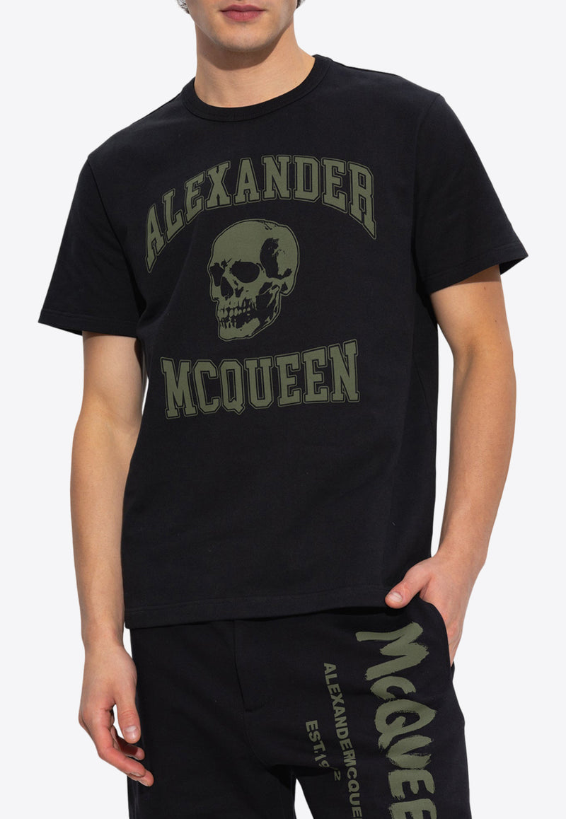 Alexander McQueen Skull Logo Print Crewneck T-shirt Black 759442 QTAAW-0519