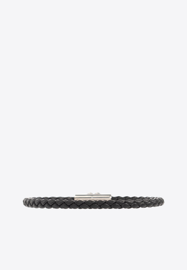 Alexander McQueen Seal Logo Leather Bracelet Black 774177 1AAQV-1118