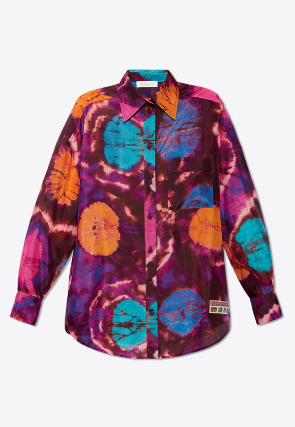 Zimmermann Acadian Tie-Dye Silk Shirt Multicolor 7806TRS244 0-TDMU