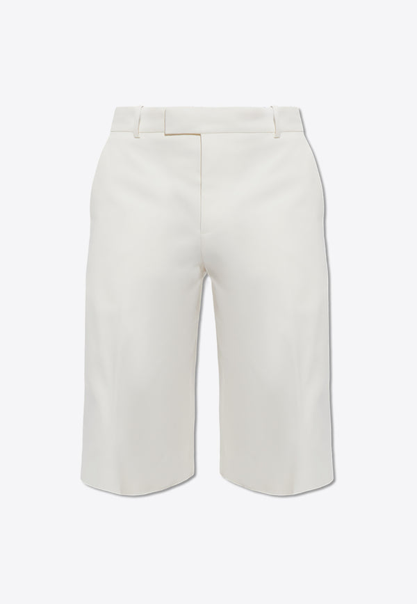 Alexander McQueen Pleated Twill Bermuda Shorts White 774215 QSAAN-9015