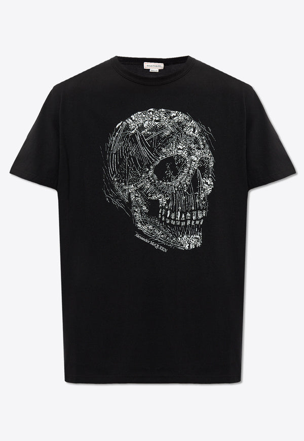 Alexander McQueen Skull Print Crewneck T-shirt Black 776288 QTAAH-0520