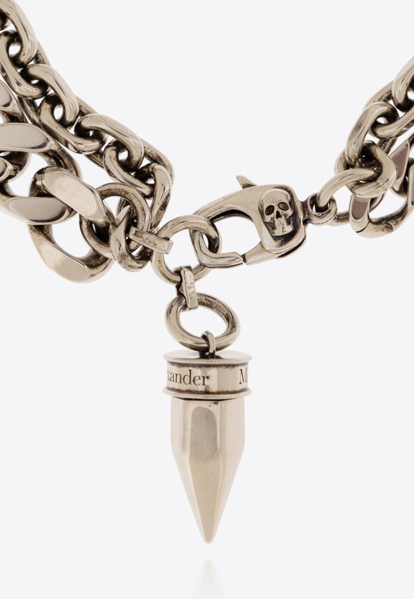 Alexander McQueen Skull Beaded Chain Bracelet Silver 774165 I170E-1445