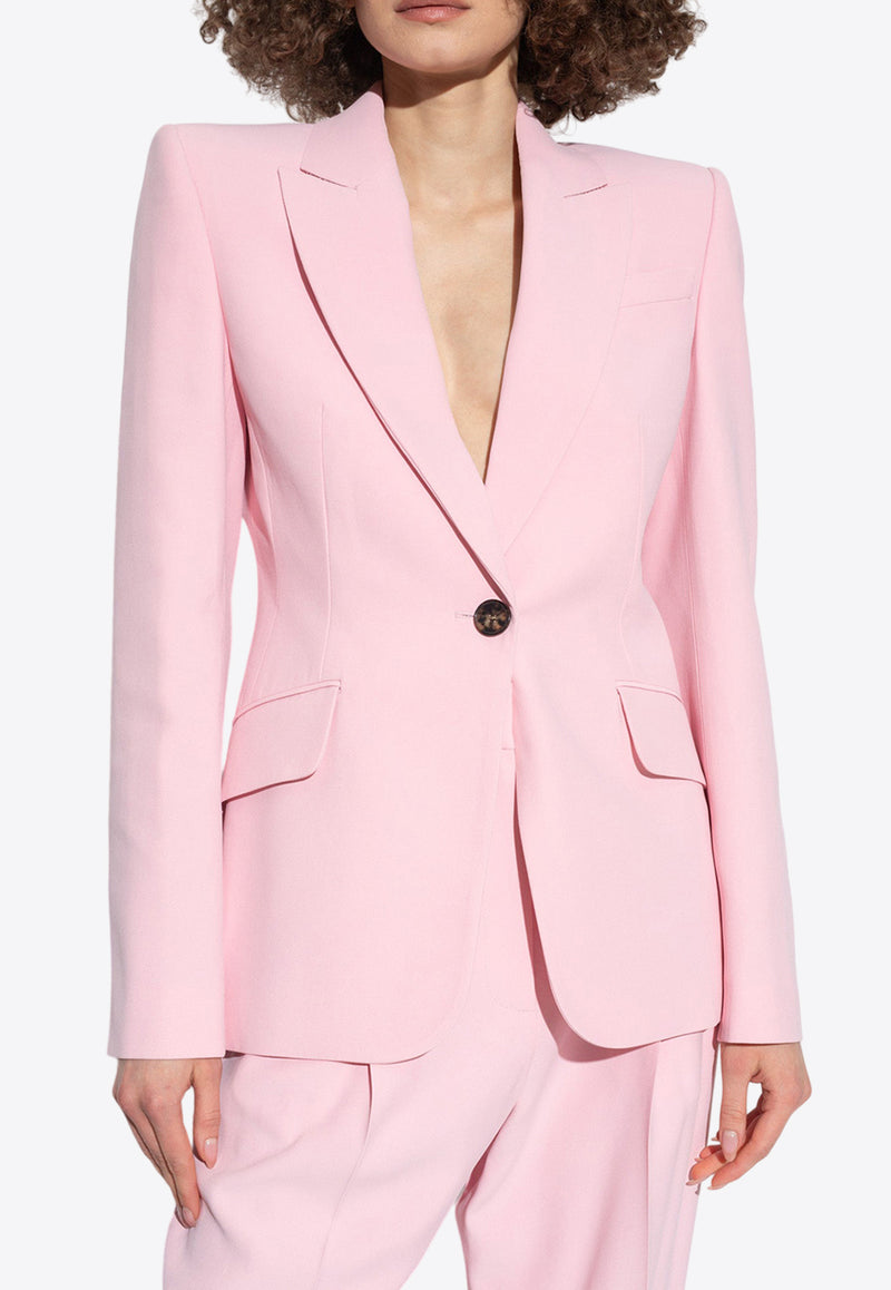 Alexander McQueen Single-Breasted Buttoned Blazer Pink 780923 QEAAA-5067
