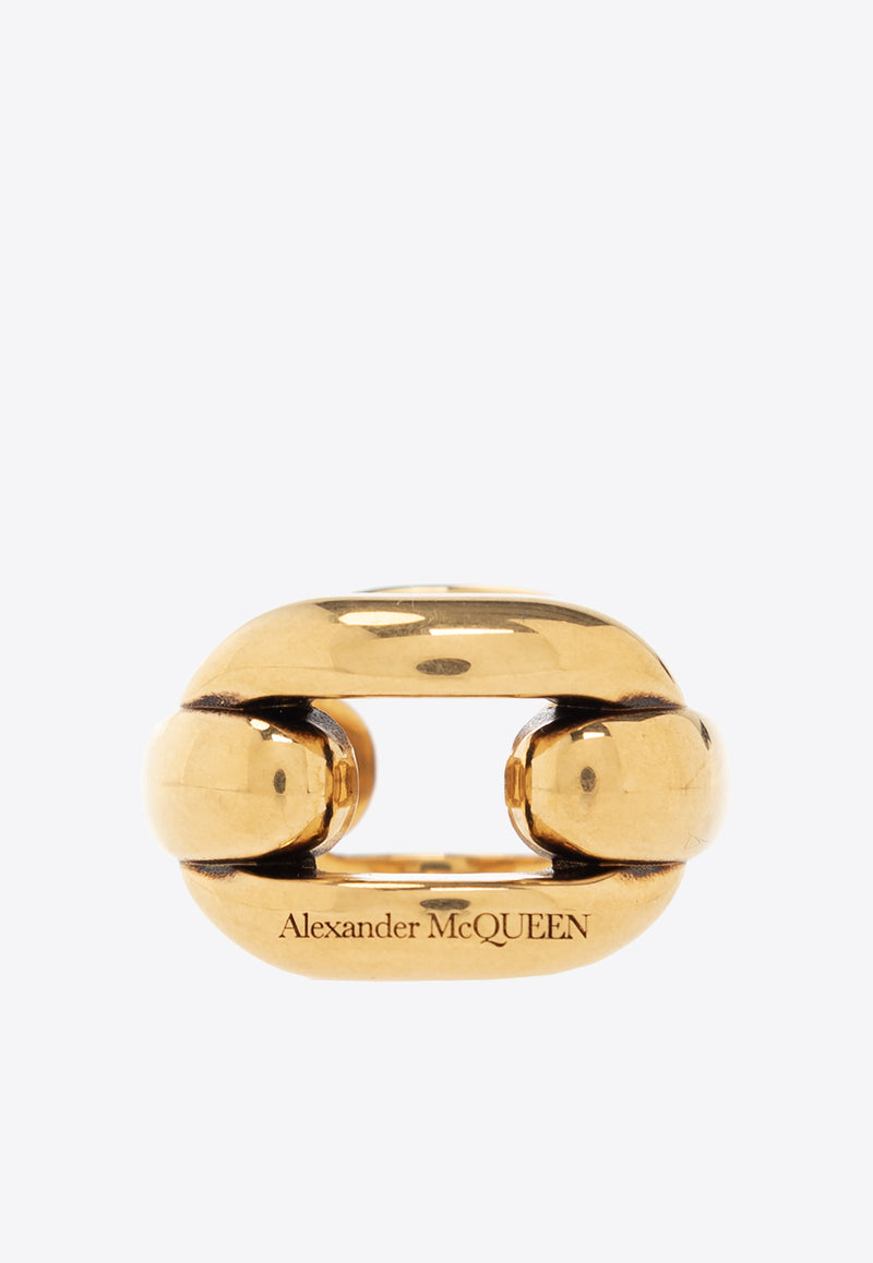 Alexander McQueen Logo Engraved Chunky Ring Gold 780971 J160K-8500